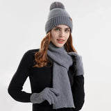 Trendy Damen Winter Beanie Set - Lara – Grau