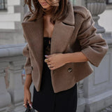 Trendy Kurze Wolljacke für Damen - Elly – Kaffee