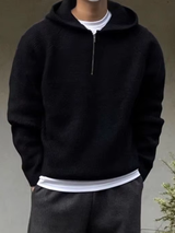 CAELAN – Der elegante strick-hoodie mit halbem zipper – Schwarz