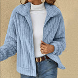 Olympia - Entspannte Plüschjacke – Blau