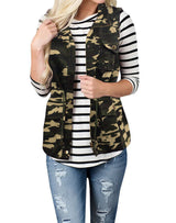 Damen nan Utility-Weste mit Tunnelzug, Kapuze und aufgesetzten Taschen Drune – Olivgrün Camouflage