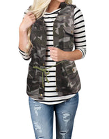 Damen nan Utility-Weste mit Tunnelzug, Kapuze und aufgesetzten Taschen Drune – Grau-Camouflage