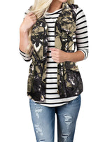 Damen nan Utility-Weste mit Tunnelzug, Kapuze und aufgesetzten Taschen Drune – Graffiti Großblumen-Camouflage