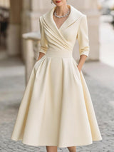Eliana - Midikleid mit Wickeldesign – Cremefarben