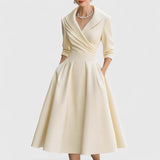 Liudmila – Formelles Midi Kleid – Beige