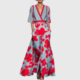 Leila | Elegantes Chic Kleid – Blau Rot
