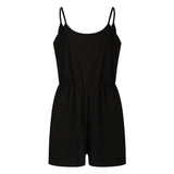 Damen stylischer Jumpsuit mit verstellbaren Trägern und Gummizug in der Taille Drune – Schwarz