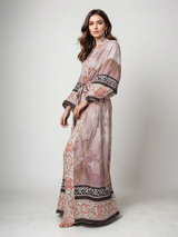 Damen Kimono mit Blumenmuster – Leichter Sommer-Kimono – staubige Rose