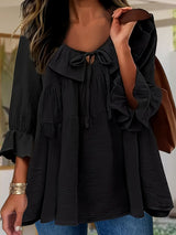 Garbine – Elegante Bluse Mit Rüschen Am Ausschnitt – Schwarz