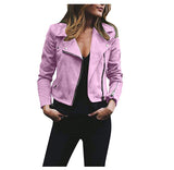 Damen nan taillierte Bikerjacke aus Veloursimitat mit asymmetrischem Reißverschluss und Reißverschlussärmeln Drune – Rosa