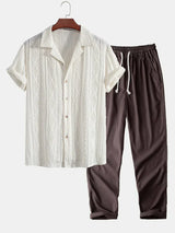 Stylisches Herren Sommer-Set | Zweiteiler aus Frottee-Stoff – Sand & Braun