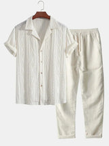 Stylisches Herren Sommer-Set | Zweiteiler aus Frottee-Stoff – Beige