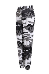 Damen nan Cargohose mit urbanem Camouflage-Print und elastischem Bund Drune – Grau