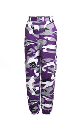 Damen nan Cargohose mit urbanem Camouflage-Print und elastischem Bund Drune – Violett