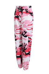 Damen nan Cargohose mit urbanem Camouflage-Print und elastischem Bund Drune – Rosa