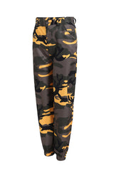 Damen nan Cargohose mit urbanem Camouflage-Print und elastischem Bund Drune – Gelb