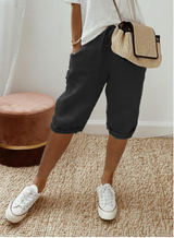 Marlene – Damen-Shorts aus Baumwollleinen – Schwarz