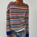 Norweger Grobstrickpullover Damen | Rundhals Langarm Strick – Mehrfarbig