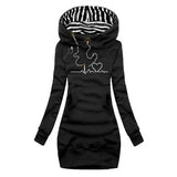Elise | Bedrucktes T-Shirt-Kleid – Schwarz