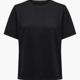 Damen T-Shirt mit Rundhalsausschnitt und kurzen Ärmeln – Schwarz