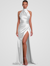 SATIN ROYALTY KLEID – Weiss