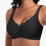 Nahtloser Damen BH ohne Bügel mit verstellbaren Trägern – Schwarz-vordere Welle