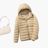 Ultraleichte Daunenjacke mit Kapuze für Damen – Champagner