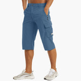 Herren Sommer Cargoshorts mit Stretchstoff und Reißverschlusstaschen – Hellblau