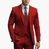 Dreiteiliger Herrenanzug mit - gekerbtem Revers und schmaler Hose – Rot
