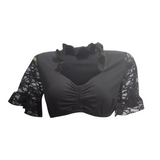 Damen Schwarz und Weiß Oktoberfest Dirndl Bluse – Schwarz