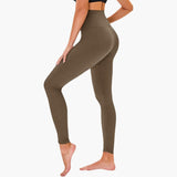 Damen Leggings mit Leopardenmuster und hohem Bund aus Stretchmaterial – Mokka