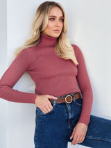 Klassischer Rollkragenpullover für Damen | Lässig – Ziegelrot