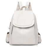 Diebstahlsicherer Lederrucksack – Reines Weiß