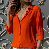 Odelia - Langärmlige Satinbluse für Damen – Rot
