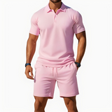 Aldrin - Trendiges Polo- und Short-Set für Männer – Rosa