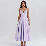 Larissa | Damen Korsett Midi Kleid Besondere Anlässe – Korsett Midi Elegant 2026 – Flieder Laarni