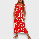 Masha | Luftiges Kleid mit V-Ausschnitt – Rot