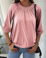Caro™ - Schicke Bluse mit Bischofsärmeln – Rosa