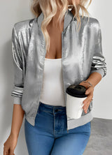 Alexia - Stilvolle Bomberjacke – Silber