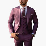 Dreiteiliger Herrenanzug mit maßgeschneidertem Blazer mit langen Ärmeln – Lila