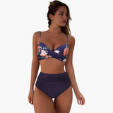 Bikini-Set für Damen - mit High Waist und verstellbaren Trägern – Marineblau