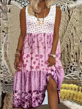 Nancy - Stilvolles Boho-Midikleid – Dunkelpink