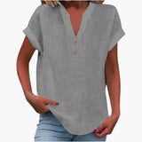 Damen Bluse mit V-Ausschnitt und kurzen Ärmeln – Grau