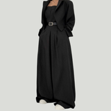Lorayae - Soft-Touch Set aus weit geschnittenem Jumpsuit und Jacke – Schwarz