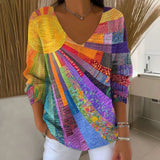 Sophie - Soft-Touch-Langarmshirt mit V-Ausschnitt – Mehrfarbig