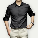 Bügel- und knitterfreie Herrenhemd im modernen Slim Fit – Schwarz