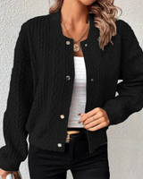 HELENE – Damen-Pulloverjacke – Elegante Strickjacke im Stilvollen Design – Schwarz