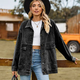 Drune | Klassisches Weinlese Denim Jacke für Damen – Schwarz
