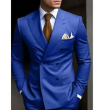 Zweireihiger Herren mit Sechs Knöpfen Hochzeitsgast Anzug | Elegant – Königsblau