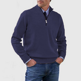 Pullover Herren Half Zip Modern | Warm Komfort Freizeit – Dunkelblau